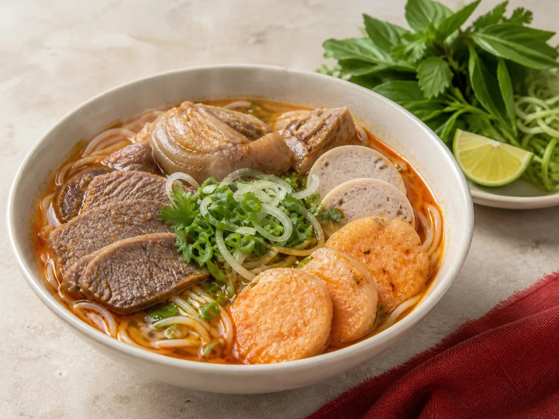 Bún bò Huế đặc biệt chả tôm