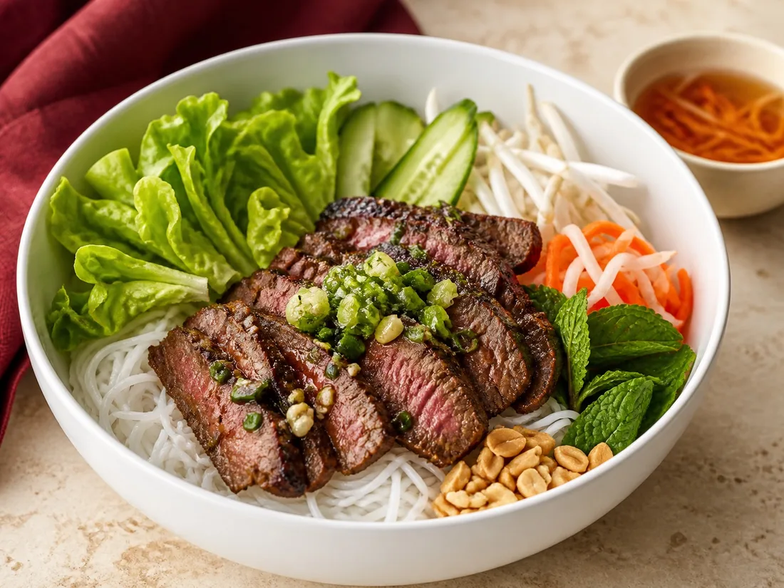 Vermicelli bowl with smoky lemongrass grilled beef